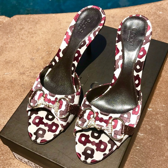 Gucci Shoes - Gucci Embellished Horse bit Satin Heels